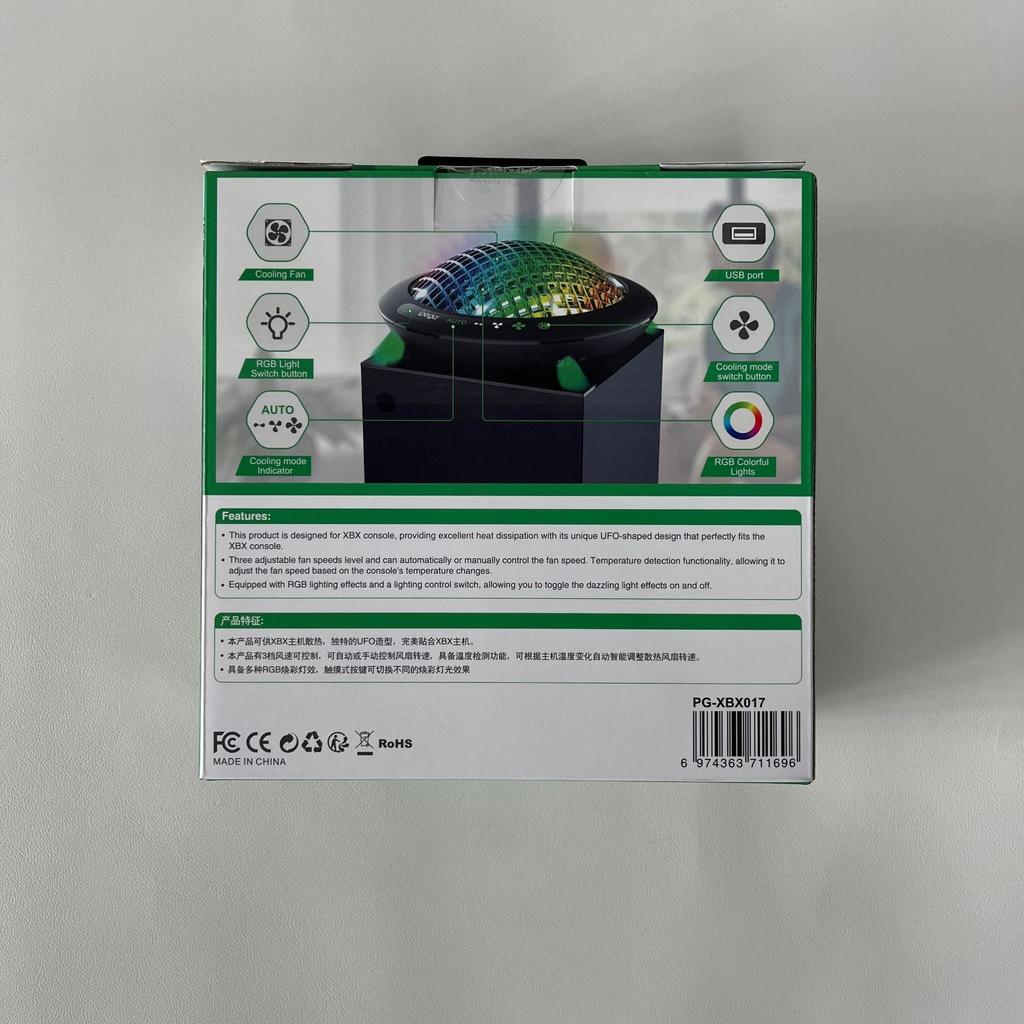Вентилятор охлаждения UFO с 11 RGB-лампами, автоматическая система охлаждения, скорость вращения вентилятора регулируется в зависимости от температуры для консоли Xbox Series X, низкий уровень шума, 3 скорости, порт USB