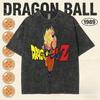 New Summer Dragon Ball Mens Vintage TShirt  Cotton Washed Retro Tops Print Heavyweight Men and women Matching Tee