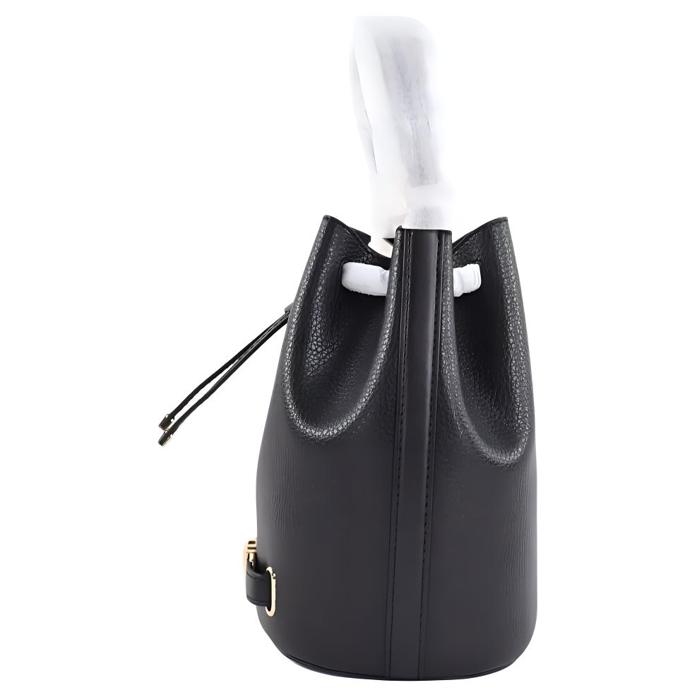 Michael Kors MK Reed Color Block Design Drawstring Closure Leather Bucket Bag Women Handbags Black Cream 35F3G6RM2L-987