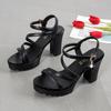 2024 New Heel Thick Heel Waterproof Table Sandals Women's Fashion Muffin Platform Catwalk Women's Shoes Buckle Heightening Sandals Women