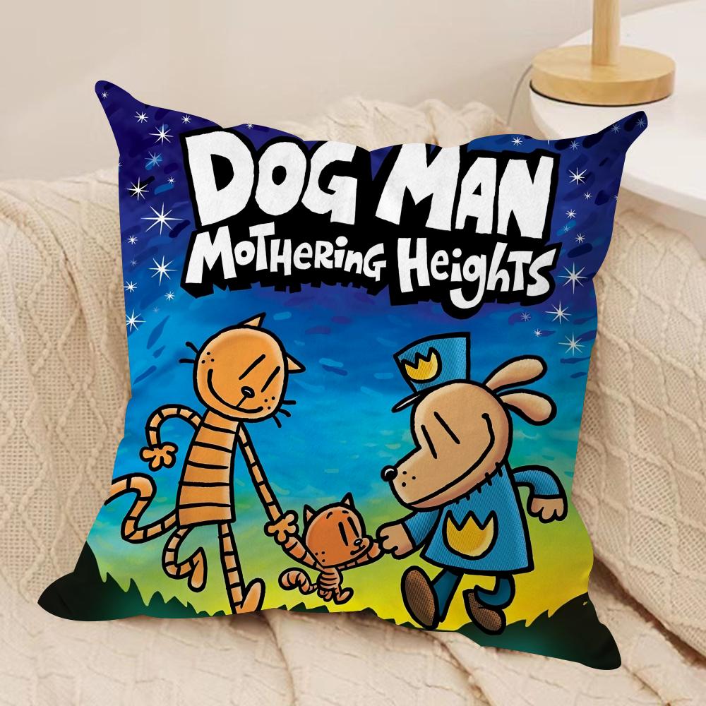 Comic Cartoon DDogmans Cushion Cover Silky Short Plush Invisible Zipper Dustproof Sofa Pillow Case for Home Decor