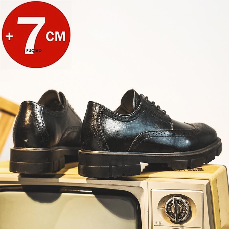 Модная мужская обувь броги дерби на платформе 7 см, формальная кожаная обувь оксфорды на скрытой платформе для офиса, свадьбы, бизнеса
