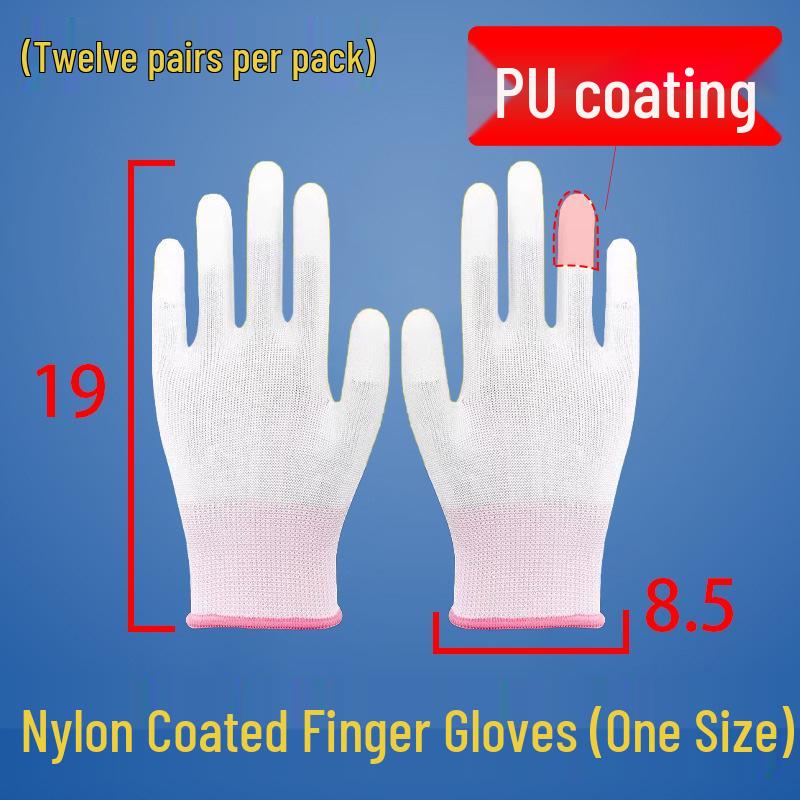 Ultra-Thin Nylon Breathable White Work Gloves - Skin-Friendly, Non-Slip, Elastic, Wear-Resistant.
