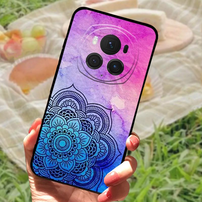 Чехол-бампер для Honor Magic6 Pro, силиконовый, мягкий, с рисунком под мрамор, черный, полный комплект защиты
