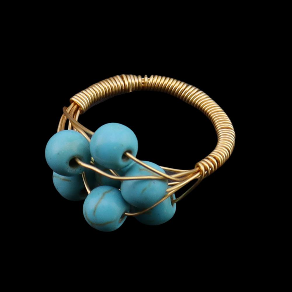 Европейское Ретро Натуральный Камень Кристалл Агат Гипсофила Плетеное Кольцо