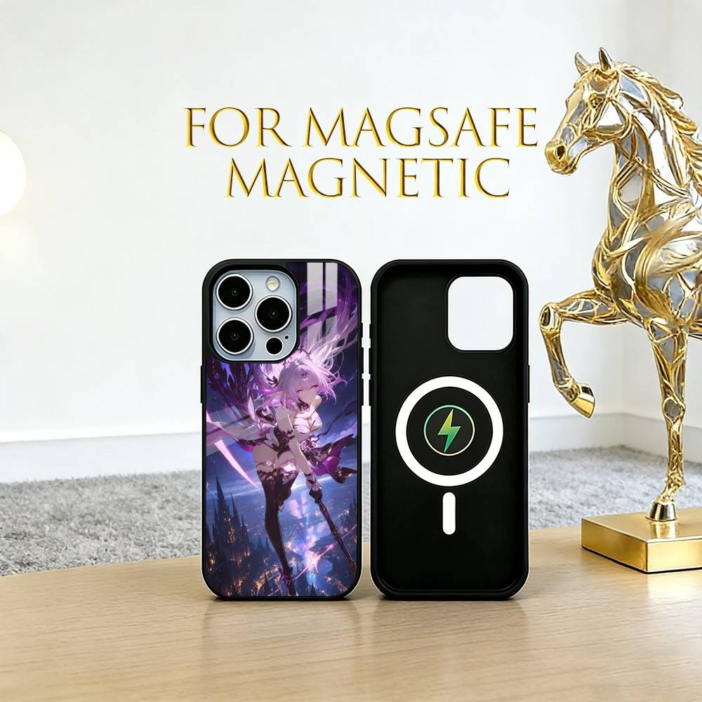 Чехол для телефона с аниме-богиней для iPhone 17, 16, 15, 14, 13, 12, 11 Plus, Pro, магнитный с Magsafe, беспроводная зарядка