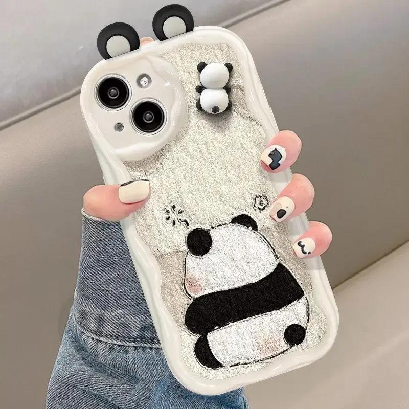 Cartoon 3D Panda Ears Phone Case For Samsung Galaxy S25Ultra S25 S24 S23 Ultra Plus FE A35 A34 A55 A15 A16 A54 A06 A24 cover
