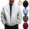 Men's Casual Solid-color Zipper Jacket, Men's Baseball Collar Loose Cotton Thickened Warm Coat