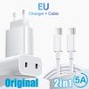 Зарядное устройство PD 40 Вт Двойное USB C Зарядное устройство для быстрой зарядки QC3.0 Зарядное устройство для мобильного телефона Адаптер питания для iPhone 16 15 14 Xiaomi Настенное зарядное устройство