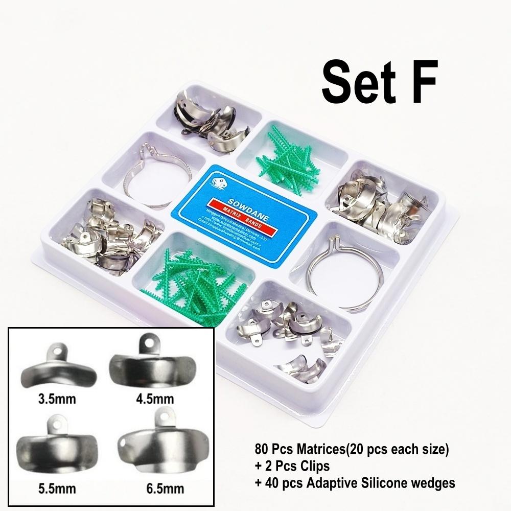 80pcs New Dental Sectional Contoured Metal Matrices Matrix Set Matrix Bands  Rubber Wedges  with Add-on Wedges Dentist Materials