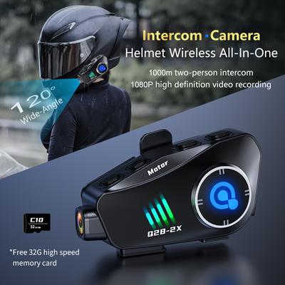 Q28-2x мотоциклетный шлем гарнитура для внутренней связи DVR 1080P HD беспроводная камера супер широкоугольный объектив IP66 водонепроницаемый WiFi видеорегистратор