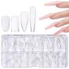 160/320PCS Almond Coffin Stiletto Clear Acrylic Nail Tips Artificial Fake Nail Tips Curve Transparent Fake Nail Extension Curved