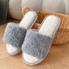 Fashion Popular Open Cotton Slippers Winter Home Fur Slippers Keep Warm Plus Velvet Non-slip Thick-soled Cotton Slippers