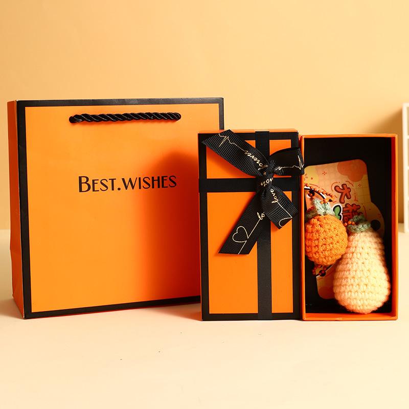 Шерстяной вязаный вручную плюшевый брелок-подвеска для сумки в виде бургера и картофеля фри