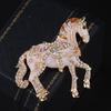 Luxury Zodiac Animal Lapel Pins Rhinestone Metal Badge Pin Strong Horse Brooches  for Women