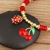 Nidin Fashion Cherry Shape Heart Red Beads Chain Bracelet For Women 3 Styles Choice Daily Versatile Jewelry Accessories Gifts