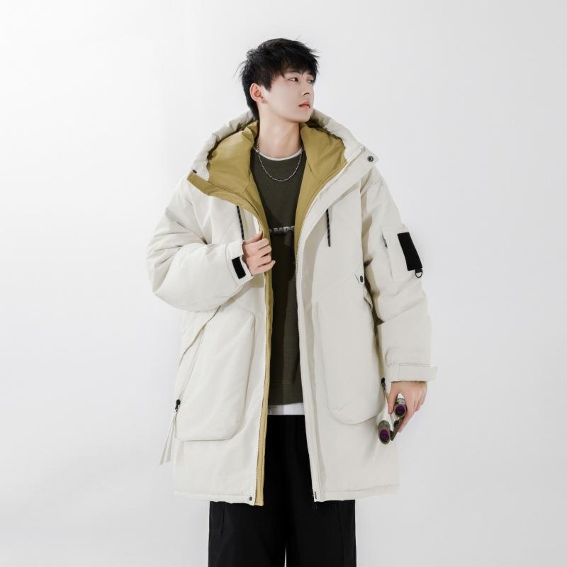 Новая простая универсальная куртка с капюшоном в стиле Гонконга, модная универсальная утолщенная куртка