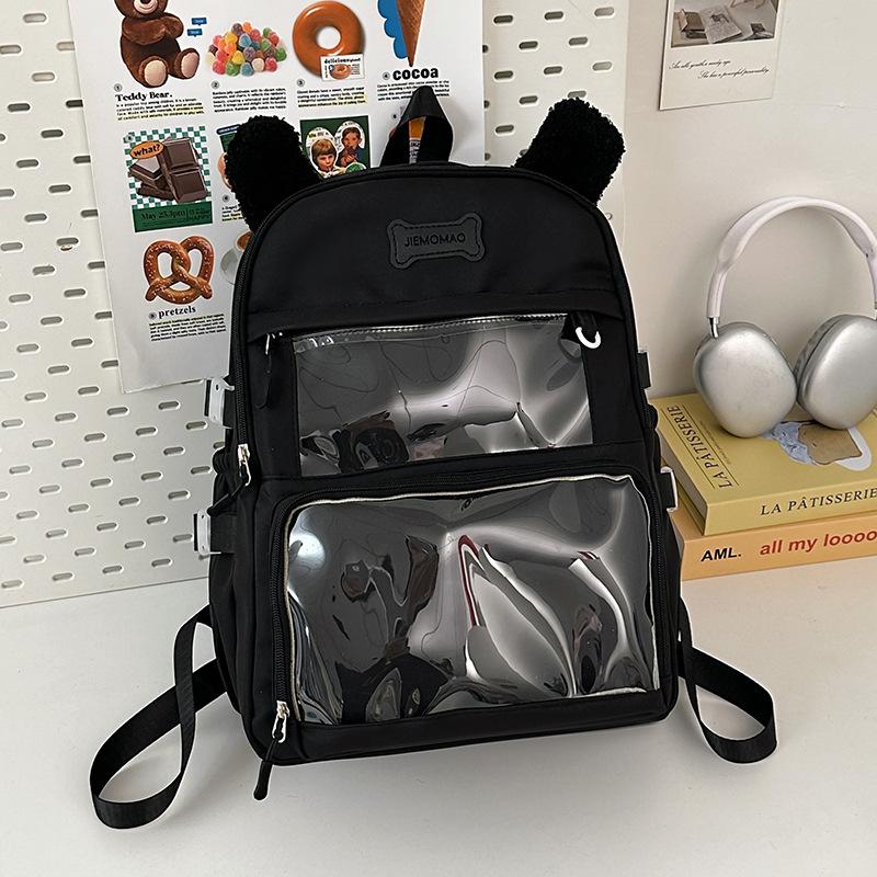 Japanese Small Fresh Cute Puppy Backpack High Value Girl Transparent Pain Bag High Capacity Backpack for Junior and Senior High School Students