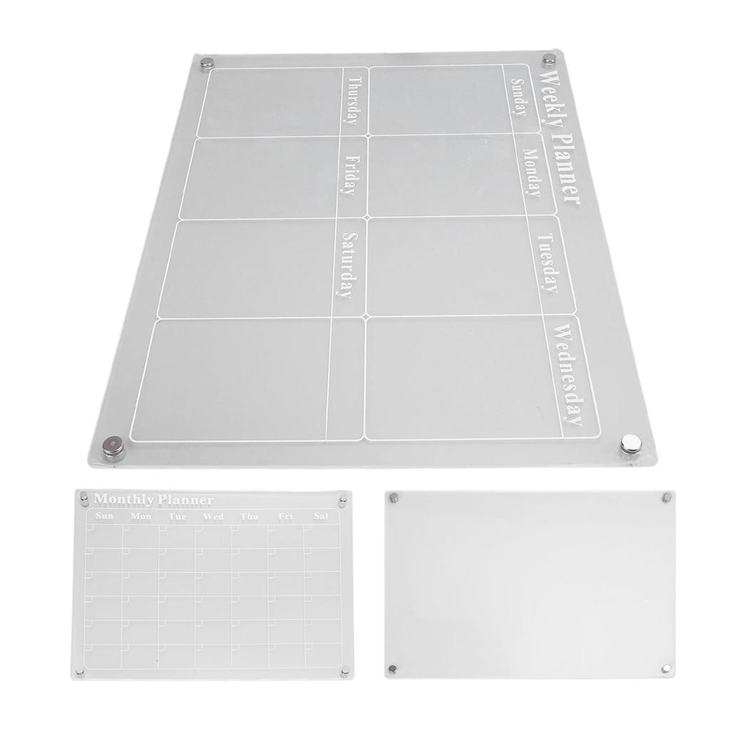 3Pcs Planning Board Set Acrylic Clear Dry Erase Blank Weekly Monthly Planner Board with 6 Pens 15.7x11.8in