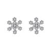 S925 Sterling Silver Christmas Snowflake Stud Earrings with Inlaid Diamonds - Elegant and Stylish for Women