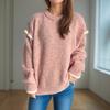 Autumn and Winter New Product Splicing Casual Women's Sweater Lazy Style Round Neck Loose and Versatile Thick Warm Hoodie 3599 EMA