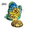 Study Desk Atmosphere Light Cute Bedside Table Lamp, Butterfly Rose Nightstand Lamps, Stained Glass Aged Bronze Carving Lamp Wing Shade, Bedroom Decor