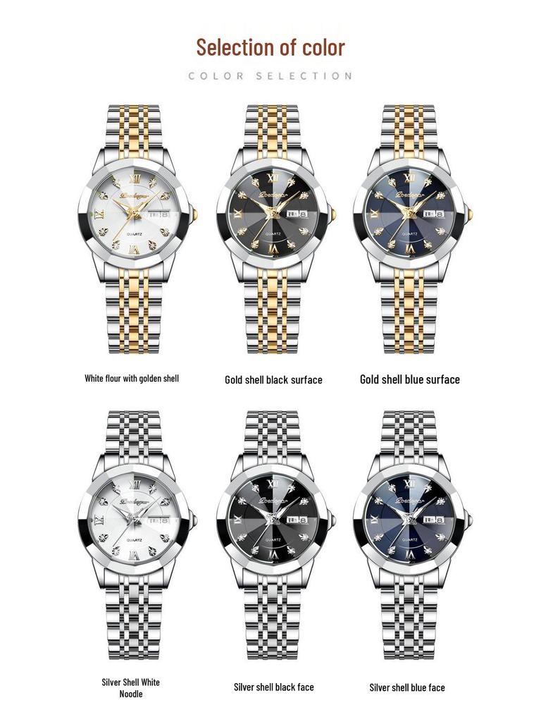 Новые швейцарские женские водонепроницаемые светящиеся наручные часы с двойным календарем