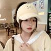 Hat Female Solid Color Versatile Embroidered Knitted Wool Cap Winter Warm Ear Protector Cap Thick