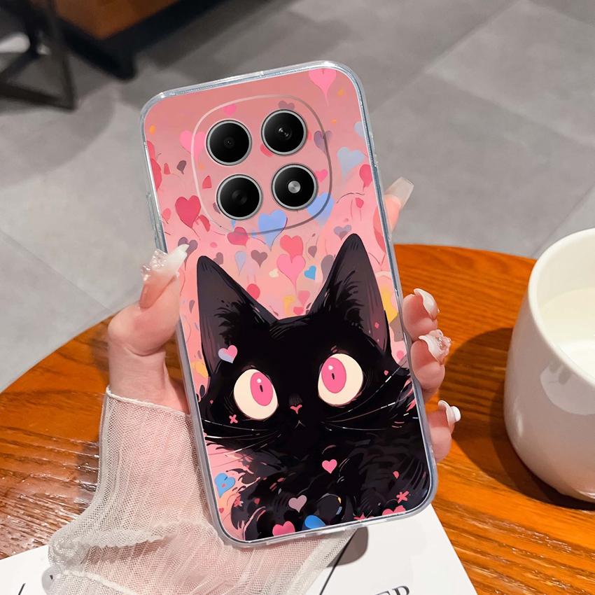 Подходит для Redmi Note 15 14 Pro 14S 15 15C A5 A1 Популярный Креативный Чехол для Телефона с Буквами и Узорами Прозрачный Силиконовый Нескользящий Чехол для Корпуса Redmi