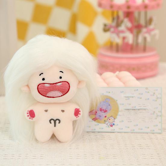 11cm Naked Doll Deciduous Toy Colorful Fluffy Hair Plushies Teeth 12-Constellation Unfinished Pretend Toy Cotton Stuffed
