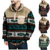 Мужское плюшевое теплое пальто с принтом, флисовый свитер, повседневное пальто, свитер с карманами, зимнее пальто