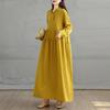 DIMANAF Women Plus Size Autumn Long Dress Loose Vintage Casual Oversize Long Sleeve Maxi Vintage Dress 2025