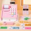 Wooden Simulation Supermarket Shopping Cash Register Children'S Counting Code Scanner Sales Checkout Page Play House Toys