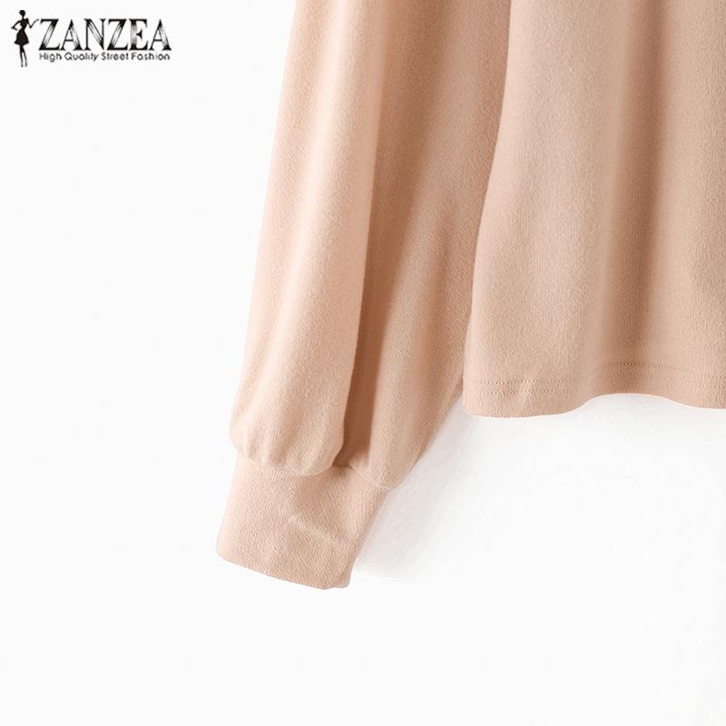 ZANZEA Женские повседневные трикотажные футболки с круглым вырезом и длинным рукавом в цветных блоках