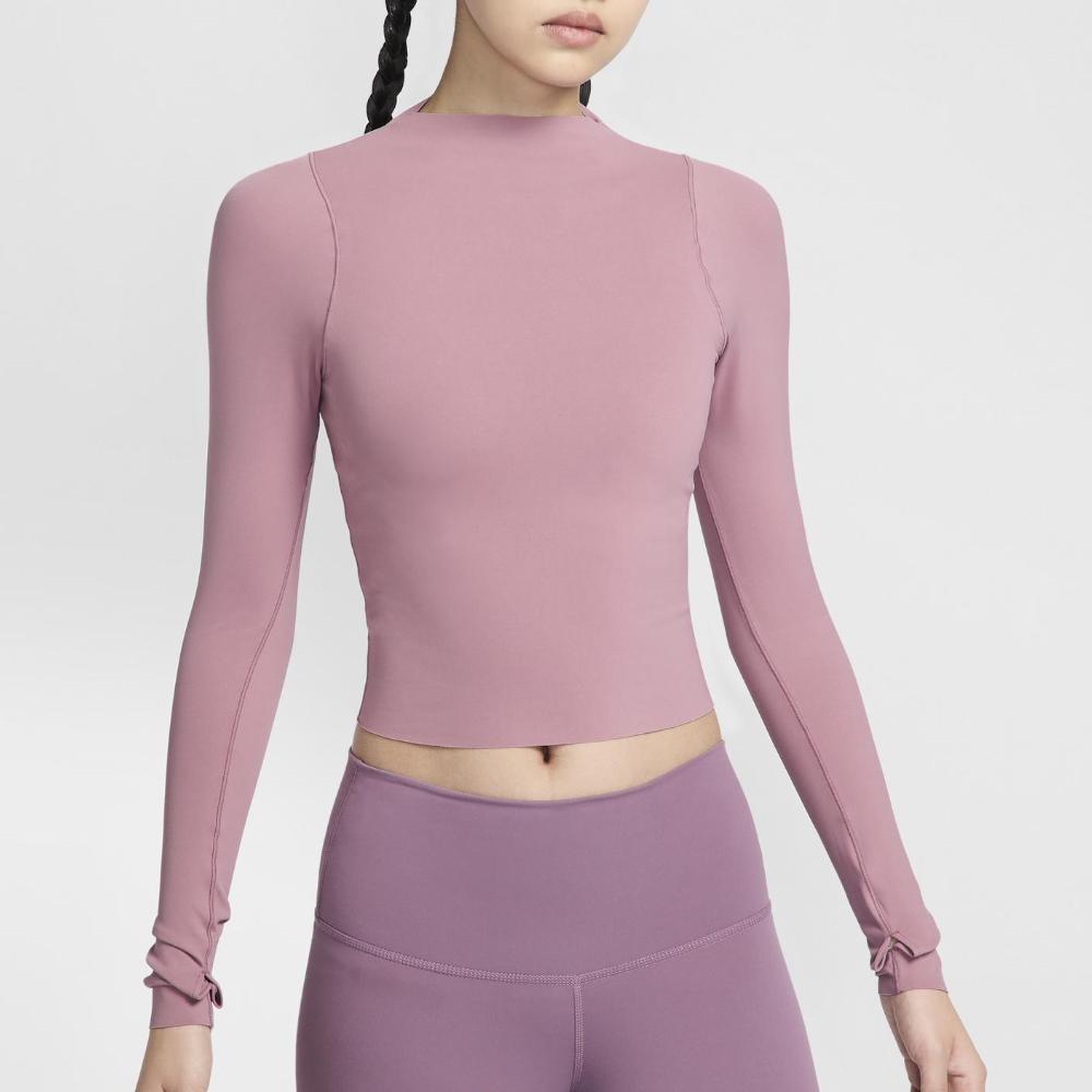 Nike Zenvy Dri-Fit Удобная Мягкая Дышащая Быстросохнущая Футболка с Длинным Рукавом Женские топы Серый Фиолетовый Красный FN3023523