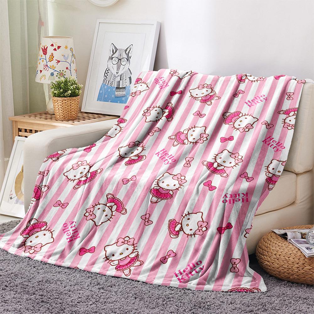 Фланелевое одеяло с принтом Hello Kitty, Высокое качество, Удобное для всех сезонов, Декор для дома, Тепло и уют