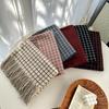 Korean Style Women's Plaid Scarf: 2025 Imitation Cashmere, Versatile Autumn/Winter Shawl for Warmth