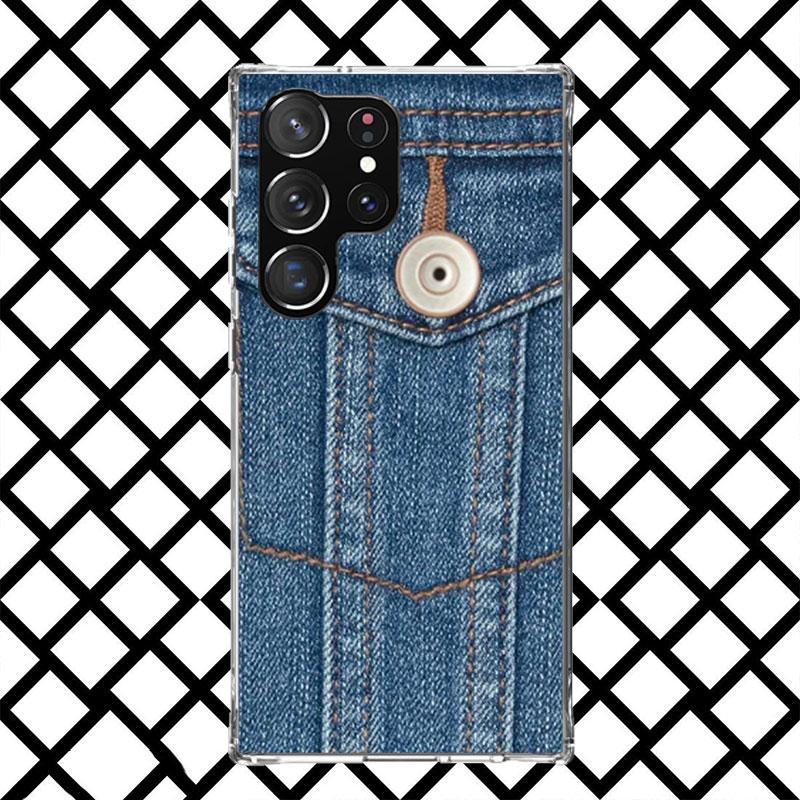 Retro Denim Embrpoidery Phone Case for Samsung Galaxy S26 S25 Edge S24 S23 Ultra S22 Plus S21 FE S20 + Soft Cover Print Fundas G