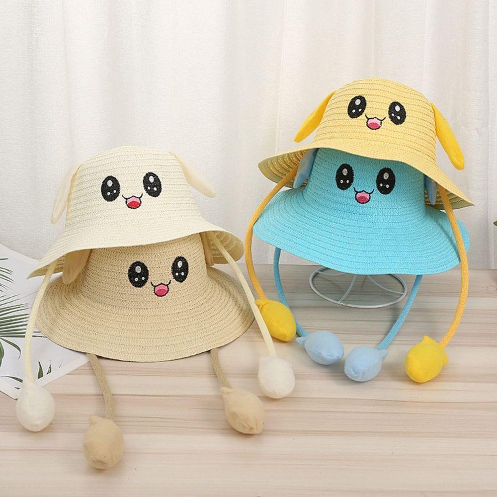 Summer Bucket Cap Moving Ears Straw Hats Sun Hat Fisherman's Hat Beach Hat