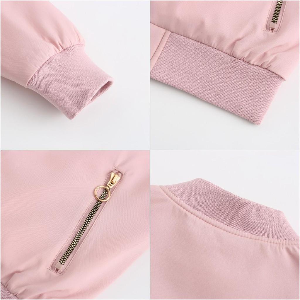 Женская куртка с длинными рукавами и боковыми карманами на молнии, повседневные тонкие куртки-бомберы, весенне-осенняя верхняя одежда
