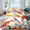 Комплект постельного белья с изображением рыб кои размера King Queen и рыбок удачи, красочный 3D-принт, детский комплект постельного белья из полиэстера
