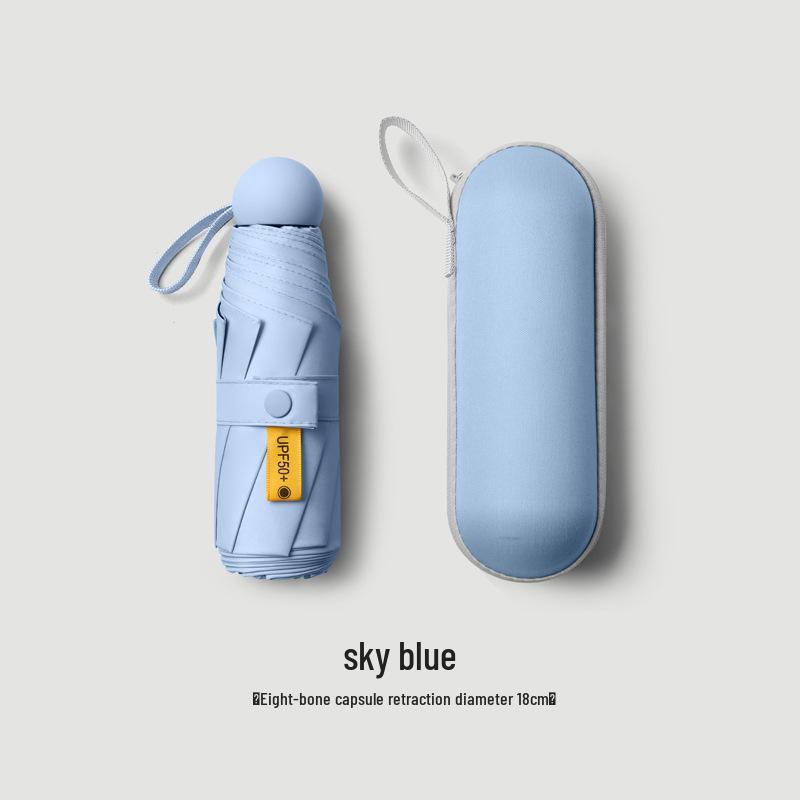 Compact Women's Five-Fold Sunshade Umbrella - Black Glue, UV Protection, for Sunny and Rainy Days, Customizable for Advertising