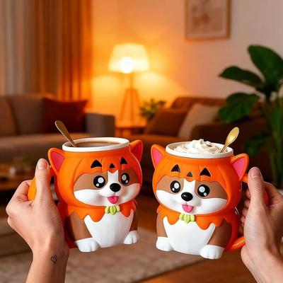 Держатель для пинтовой чашки со щенком, 3D-печатная чашка с ручкой и ящиком для закусок, милый герметичный держатель для пинтовой чашки мороженого со щенком