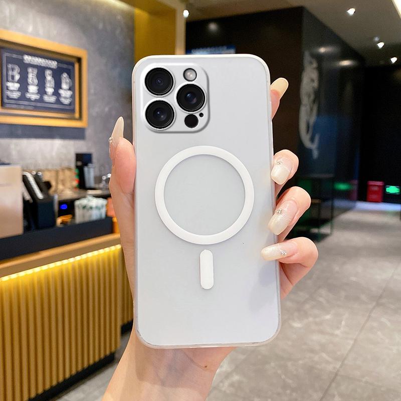 Однотонный матовый прозрачный магнитный чехол для iPhone 16 Pro Max 15 Pro 14 Plus 13 12 11 PC защитный чехол для линзы телефона