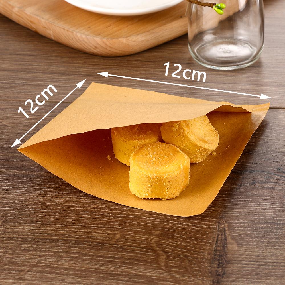 100PCS Portable Food Biscuits Bag Donut Wrapping Oilproof Paper Solid Color Bread Packing