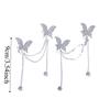 1 pair Luxury Rhinestone Butterfly Earrings Alloy Jewelry Silver Tassel Ear Clip Elegant Inlaid Design