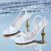 Spring Summer Autumn Fashion Women's Mesh High Heel Sandals Peep Toe Buckle Strap Slingback Shoes Party Versatile Dress Sandals Soft