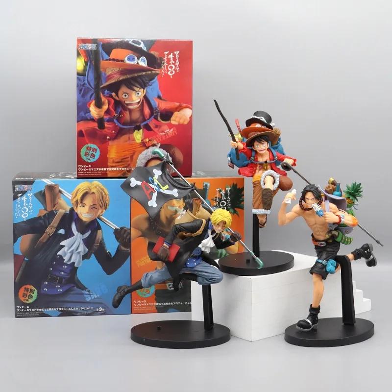 17 см Аниме Фигурка One Piece Бегущий Сабо Рюкзак Портгас Д. Эйс Обезьяна Д. Луффи Фигурка Действия Коллекционная Модель Украшения Игрушка Подарок