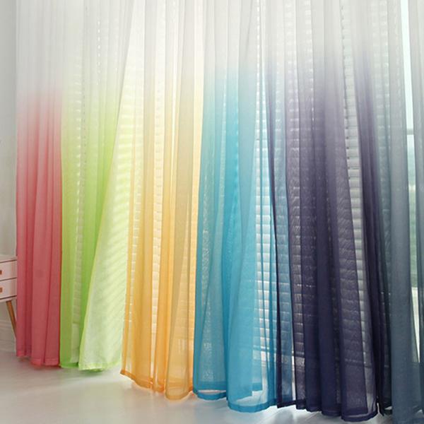 Современные градиентные цветные оконные тюлевые шторы для гостиной, спальни, занавески из органзы, вуали, украшения отеля, синие прозрачные шторы