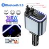 Автомобильное зарядное устройство 5 в 1, 180 Вт, выдвижное, Bluetooth 5.3, FM-передатчик, громкая связь, U-диск, Aux, светодиодная подсветка для iPhone, Samsung, Huawei